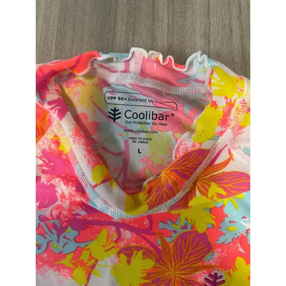 Coolibar Girls orange pink floral skirt and long sleeve set size large
